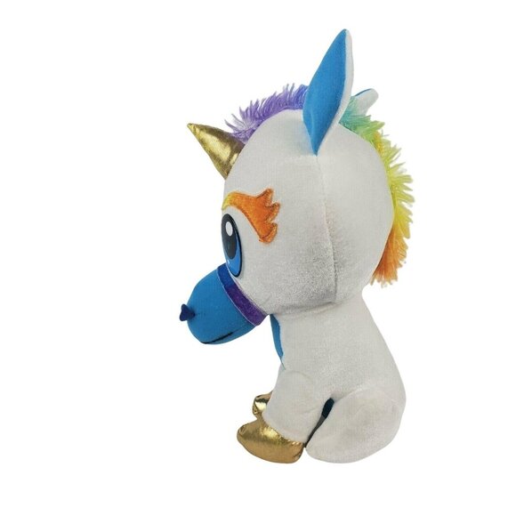 Classic Toy Company Unicorn Plush Gold Horn Hooves Blue Ears Stuffed Animal - Picture 4 of 9